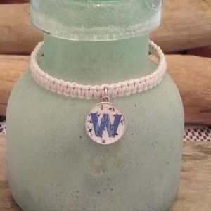 Hemp bracelet W charm